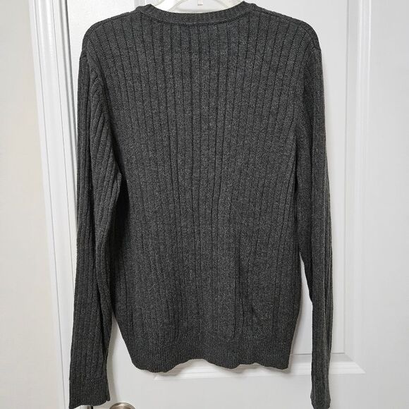 Eddie Bauer Cable Knit Sweater Men's Med Gray Cotton Cashmere Blend Round Neck - Picture 7 of 7